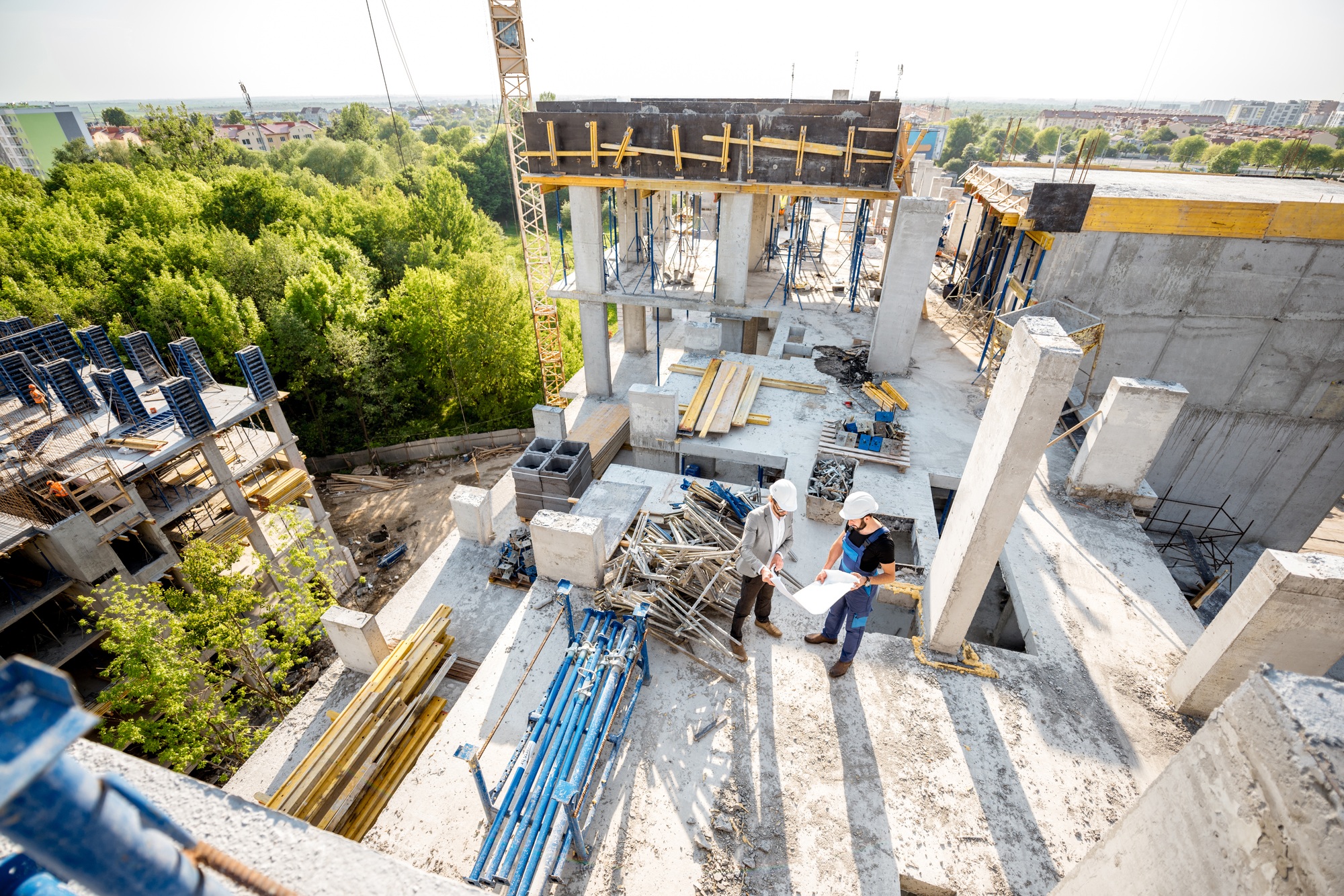 Construction site with workers